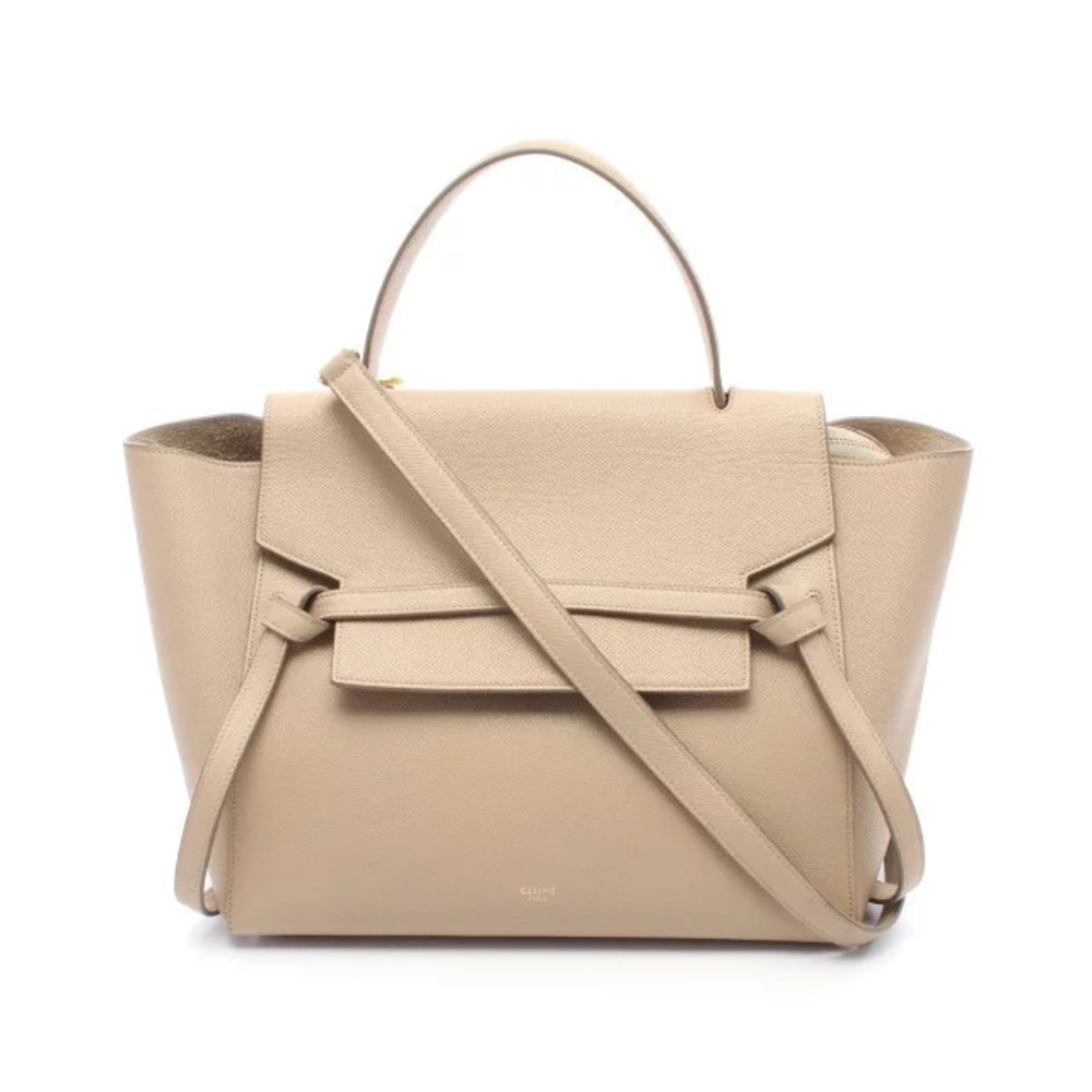 Celine Belt Leather Crossbody BAG handbag leather Beige Cream